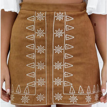 2016 New FashionWomen Empire High Waist Embroidery Tube Suede Mini Skirt Women Black Brown Pencil Bodycon Skirts #1122Saia