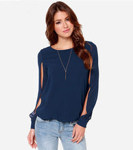 2016 New  Elegant Women Blouse Sexy Hollow Longsleeve Chiffon Shirt&Blouse Loose Casual Blouse Shirt Tops Plus Size