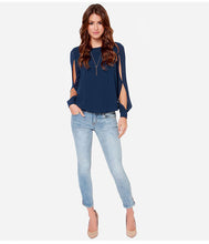 2016 New  Elegant Women Blouse Sexy Hollow Longsleeve Chiffon Shirt&Blouse Loose Casual Blouse Shirt Tops Plus Size