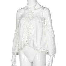 2016 New Hot Off Shoulder Chiffon Shirt Women Sexy Lace Backless Long Sleeve Autumn Casual Loose Tops Ladies Blouse Blousa