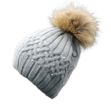 2016 New Hot Raccoon Fur Women Winter Hats With Pearl Pompons Knitted Crochet Hats For Women Beaniea Spring Winter Warm Caps