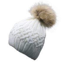 2016 New Hot Raccoon Fur Women Winter Hats With Pearl Pompons Knitted Crochet Hats For Women Beaniea Spring Winter Warm Caps