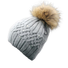 2016 New Hot Raccoon Fur Women Winter Hats With Pearl Pompons Knitted Crochet Hats For Women Beaniea Spring Winter Warm Caps