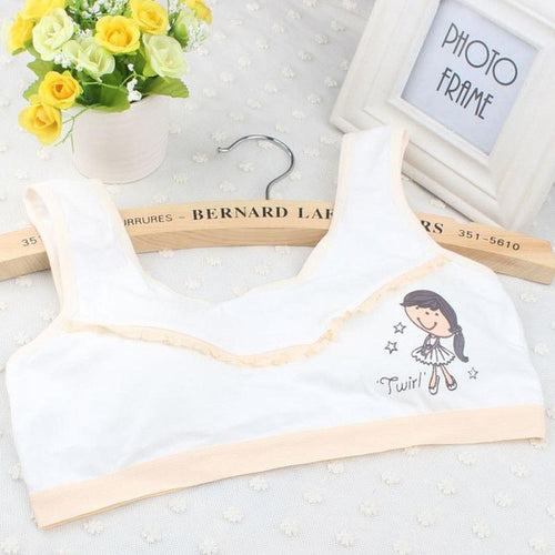 2016 New Lovely Bra Girls Underwear Cute Cotton Vest Children Padded Underclothes Cropped Tops Women Soutien Gorge