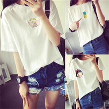 2016 New Plus Size FAshion Short Sleeve T-shirts Female T shirts Print Pinapple Cartoon Animal Tops Women Clothing 70611