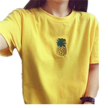 2016 New Plus Size FAshion Short Sleeve T-shirts Female T shirts Print Pinapple Cartoon Animal Tops Women Clothing 70611