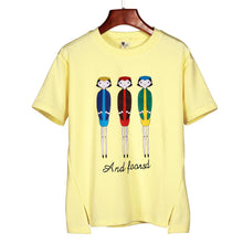 2016 New Plus Size Fashion Short Sleeve T-shirts Female T shirts Print Cartoon Three Girl Tops Women Clothing 72419