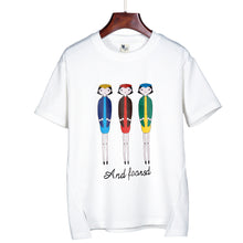 2016 New Plus Size Fashion Short Sleeve T-shirts Female T shirts Print Cartoon Three Girl Tops Women Clothing 72419