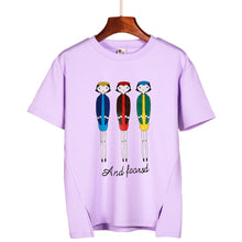 2016 New Plus Size Fashion Short Sleeve T-shirts Female T shirts Print Cartoon Three Girl Tops Women Clothing 72419