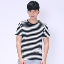 2016 New Plus Size S-3XL T Shirt Black and White Men Short-sleeved O- Neck T-shirt Stripped t Shirt Tops 70405