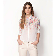 2016 New Plus Size Shirt Casual Long Sleeve Blouses Floral Print Turn-down Collar Blusas Femininas With Button Tops 70841
