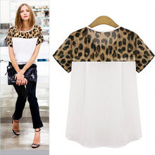 2016 New Regular Fashion Sexy Hot Selling Women Leopard Printing Chiffon Tops Cropped T-shirt