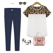 2016 New Regular Fashion Sexy Hot Selling Women Leopard Printing Chiffon Tops Cropped T-shirt