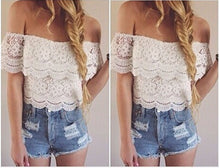 2016 New Sexy Lace Crochet Blusas Femininas Fashion Women Petal Sleeve Summer Shirt&Blouse Hot Sale Casual Short Shirts Tops