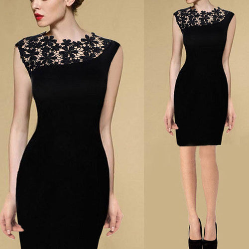 2016 New Sexy Lady Lace Patchwork Zipped Elegant Dress Stretch Clubwear Bodycon club evening Party Dress  Wholesale