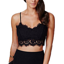 2016 New Sexy Women Translucent Crop Tops Underwear Sheer Lace Condole Strap Padded Tank Tops Female cropped feminino