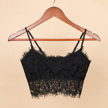 2016 New Sexy Women Translucent Crop Tops Underwear Sheer Lace Condole Strap Padded Tank Tops Female cropped feminino