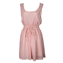 2016 New Sexy Womens Dresses Slim Sleeveless Hollow White Women Summer Dress Lady 2 Color Chiffon Mini Dresses Vestidos casual