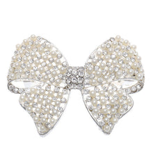 2016 New Shine Rhinestone Girls Woman Bow Hairpin Full Diamond Pearl Bow Spring Clip #3546