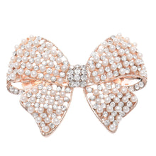 2016 New Shine Rhinestone Girls Woman Bow Hairpin Full Diamond Pearl Bow Spring Clip #3546