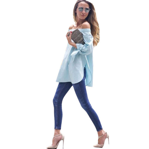 2016 New Short 3/4 Bow Sleeve Plus Size T-shirts Female Slash Neck Off Shoulder t shirt Tops Women Clothing 71029