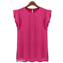 2016 New Short Sleeve Chiffon Round O Neck Ruffle Solid Loose Shirt Tops Blouse s-2XL Plus Size Women Blusas70687