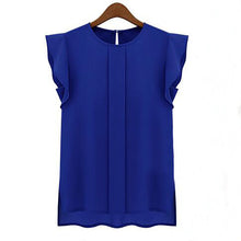 2016 New Short Sleeve Chiffon Round O Neck Ruffle Solid Loose Shirt Tops Blouse s-2XL Plus Size Women Blusas70687