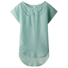 2016 New Short Sleeve Fashion T-shirts Large Size Female T shirts Floral Hollow Out Print Tops Women Chiffon t shirt 71262