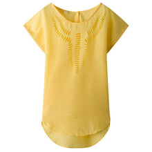 2016 New Short Sleeve Fashion T-shirts Large Size Female T shirts Floral Hollow Out Print Tops Women Chiffon t shirt 71262