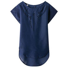 2016 New Short Sleeve Fashion T-shirts Large Size Female T shirts Floral Hollow Out Print Tops Women Chiffon t shirt 71262