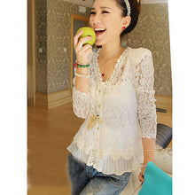 2016 New Spring Summer Women Lace Blusas LongSleeve V-neck Ladies Blouses Casual Chiffon Shirts Blouses Tops Camisas Femininas