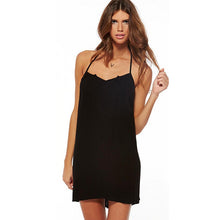 2016 New Style Women Sexy Sleeveless Halter O-Neck Summer Beach Dress Loose Chiffon Mini Women Dress#3546