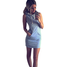 2016 New Summer Dress Women Bodycon Hooded Dress Pullover Mini Beach Dresses Short Vestidos With Pocket 71259
