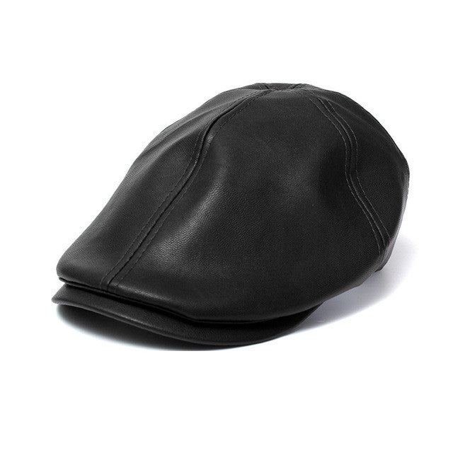 2016 New Summer Men Women Vintage Beret Newsboy Flat Cabbie Causal Driving Hats Artificial Leather Cap sunbonnet#3546