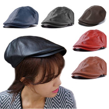 2016 New Summer Men Women Vintage Beret Newsboy Flat Cabbie Causal Driving Hats Artificial Leather Cap sunbonnet#3546