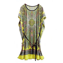 2016 New Summer Retro Women Dress Loose Robe Ethnic Vestidos Print Boho Short Batwing Sleeve Design Mini Casual Dress Women
