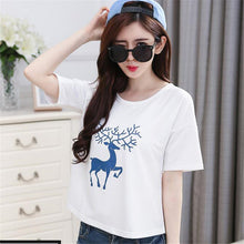 2016 New Summer T Shirt Women Short Sleeve Casual O-Neck Tee Tops Female Print Korean Style T-shirt Plus Size 70643