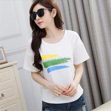 2016 New Summer T Shirt Women Short Sleeve Casual O-Neck Tee Tops Female Print Korean Style T-shirt Plus Size 70643