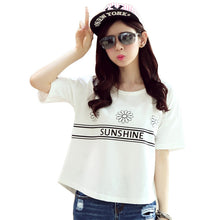 2016 New Summer T Shirt Women Short Sleeve Casual O-Neck Tee Tops Female Print Korean Style T-shirt Plus Size 70643