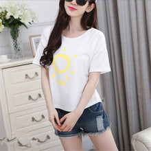 2016 New Summer T Shirt Women Short Sleeve Casual O-Neck Tee Tops Female Print Korean Style T-shirt Plus Size 70643