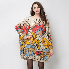 2016 New Sweater Women Plus Size Pullover Medium-long Carton Letter Print Woman O-neck Full Sleeve Loose Sweater 71713