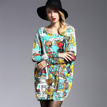 2016 New Sweater Women Plus Size Pullover Medium-long Carton Print Woman O-neck Full Sleeve Loose Sweater 71756