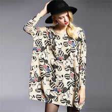 2016 New Sweater Women Plus Size Pullover Medium-long Carton Print Woman O-neck Full Sleeve Loose Sweater 71761