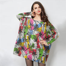 2016 New Sweater Women Plus Size Pullover Medium-long Carton Print Woman O-neck Full Sleeve Loose Sweater 71585