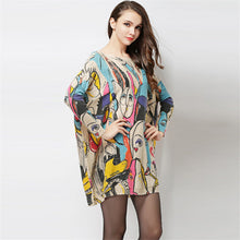 2016 New Sweater Women Plus Size Pullover Medium-long Carton Print Woman O-neck Full Sleeve Loose Sweater 71584