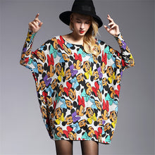 2016 New Sweater Women Plus Size Pullover Medium-long Carton Print Woman O-neck Full Sleeve Loose Sweater 71583