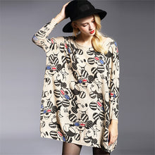 2016 New Sweater Women Plus Size Pullover Medium-long Carton Print Woman O-neck Full Sleeve Loose Sweater 71761