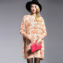 2016 New Sweater Women Plus Size Pullover Medium-long Letter Print Woman O-neck Full Sleeve Loose Sweater 71774