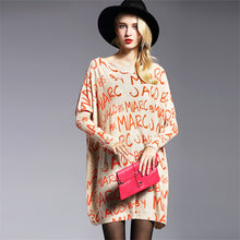 2016 New Sweater Women Plus Size Pullover Medium-long Letter Print Woman O-neck Full Sleeve Loose Sweater 71774
