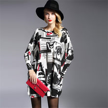 2016 New Sweater Women Plus Size Pullover Medium-long Letter Print Woman O-neck Full Sleeve Loose Sweater 71775